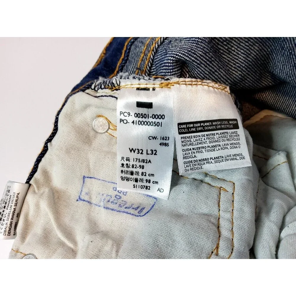 Levi's Men 501 Original Regular Fit Jeans Straight Leg, Black Size 32x32 0660 - Picture 13 of 14